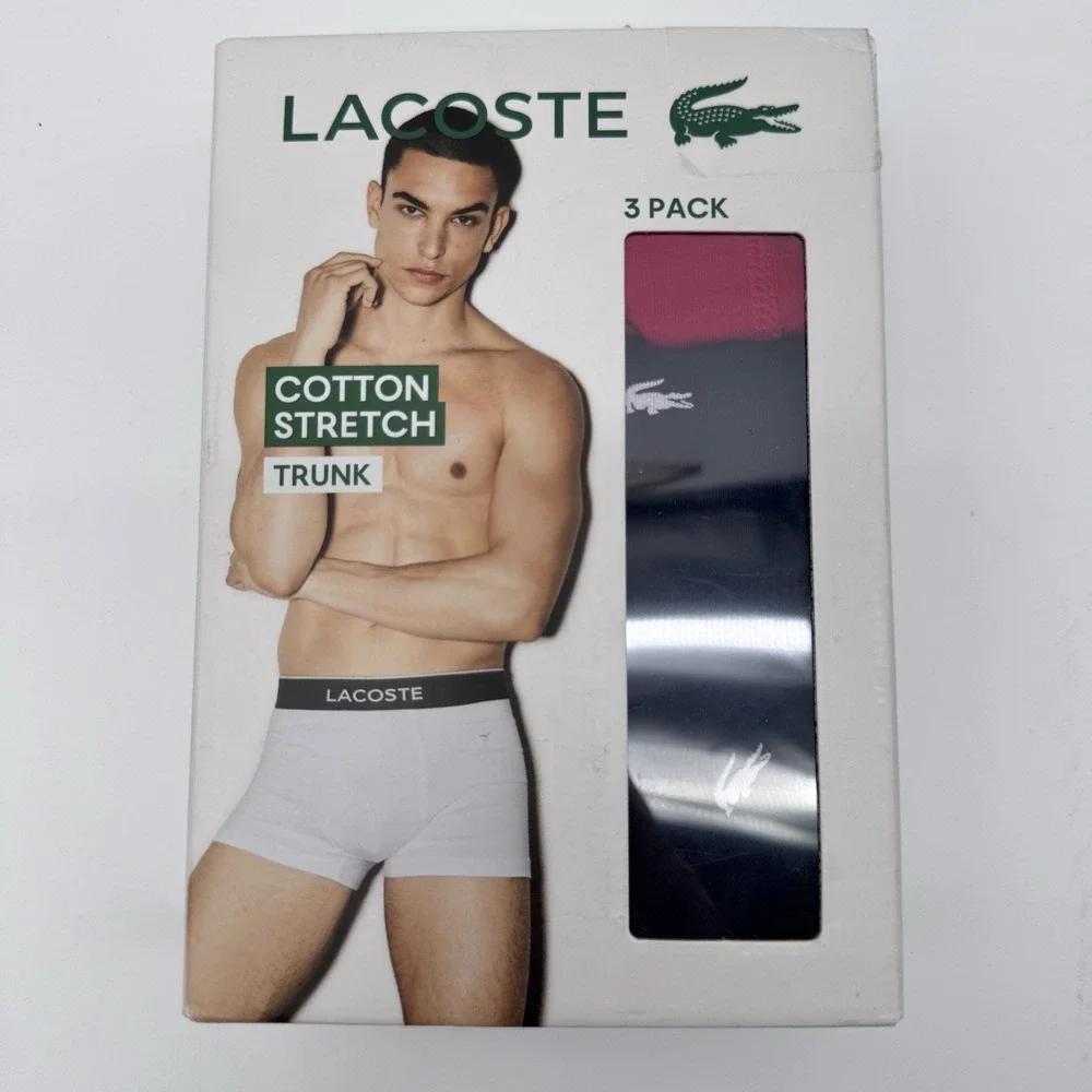 Lacoste Men's 3-Pack Cotton Stretch Trunks Boxers Briefs Size XL 5H1299-51 Multi